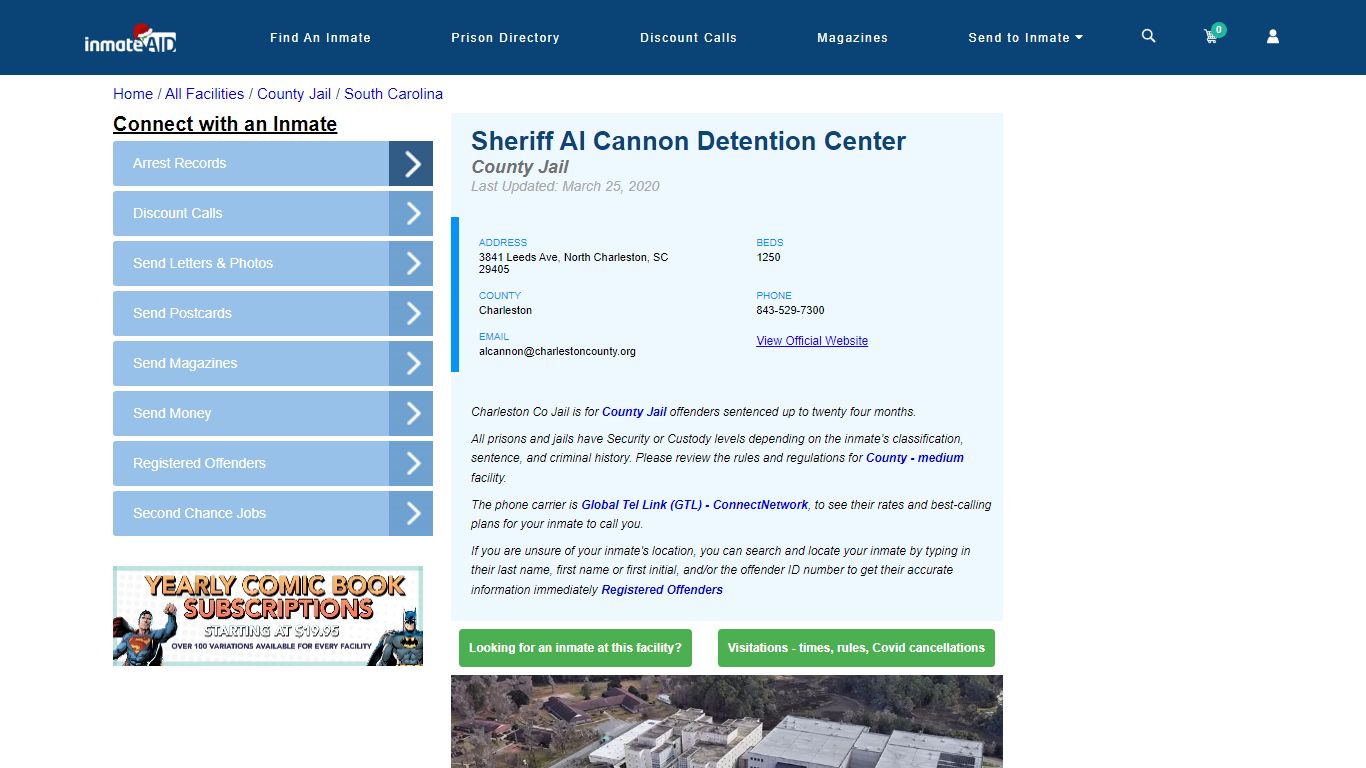 Sheriff Al Cannon Detention Center - Inmate Locator - North Charleston, SC